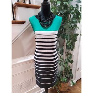 Voir Voir Women Multi Polyester Sleeveless Round Neck Knee Length Dress Size 14W